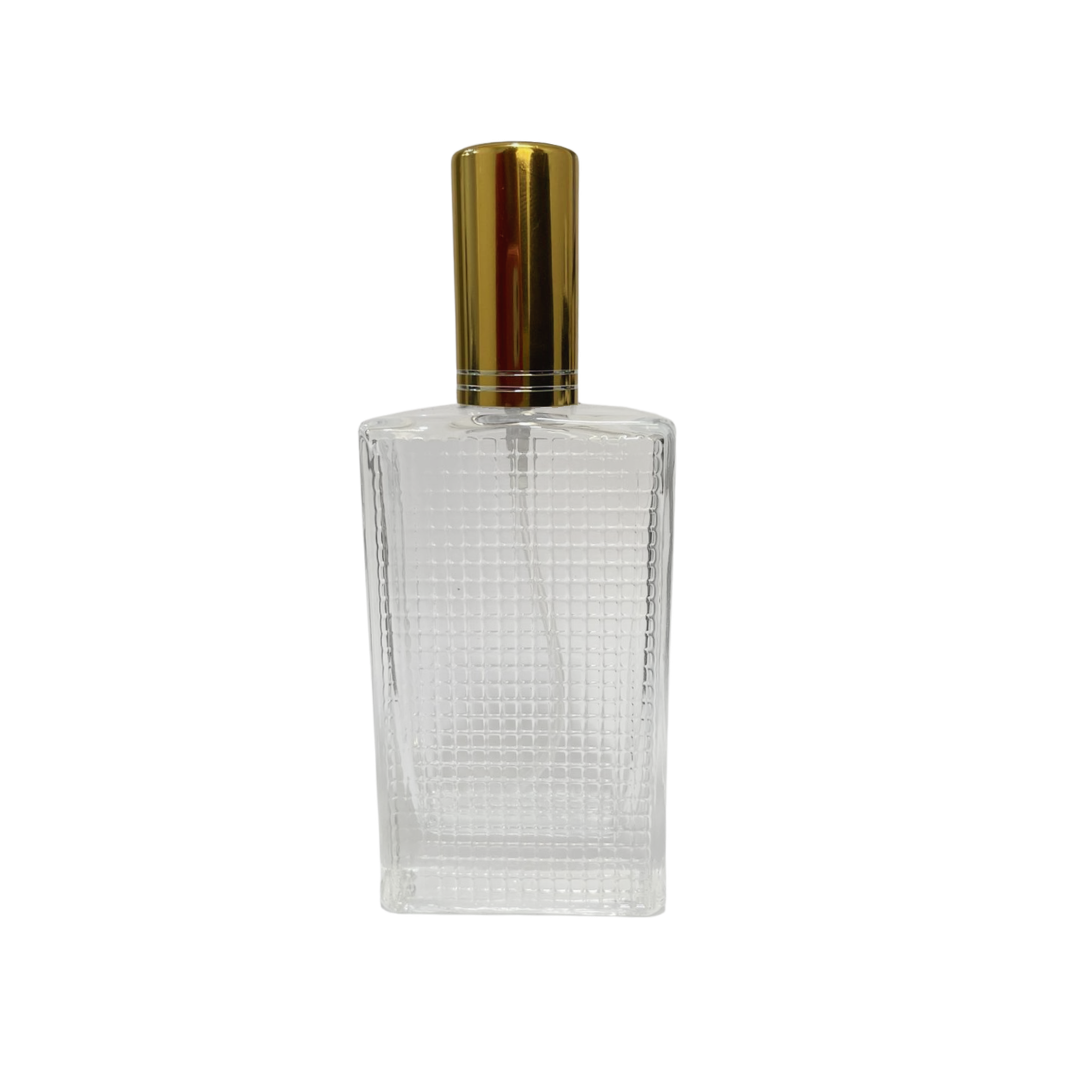 Vidro Quadriculado Incolor 85ml C/ Válvula Ouro