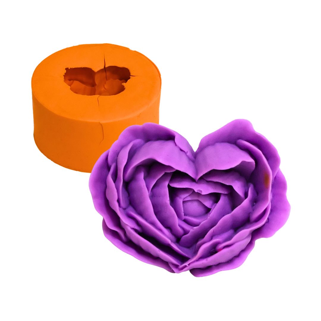 Molde De Silicone Rosa Coração Perfeita