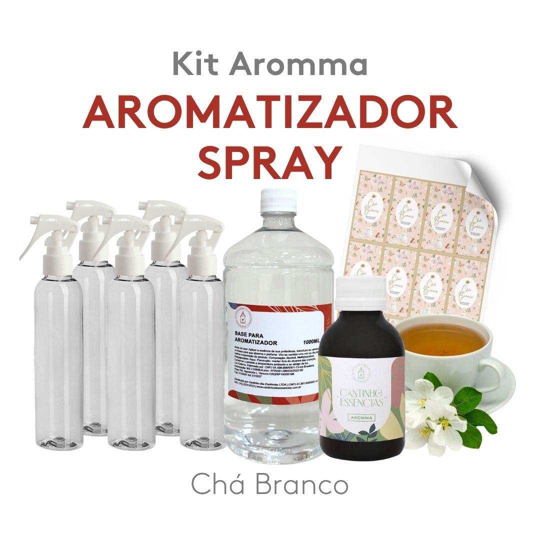 Kit Aromatizador Spray Linha Aromma Chá Branco