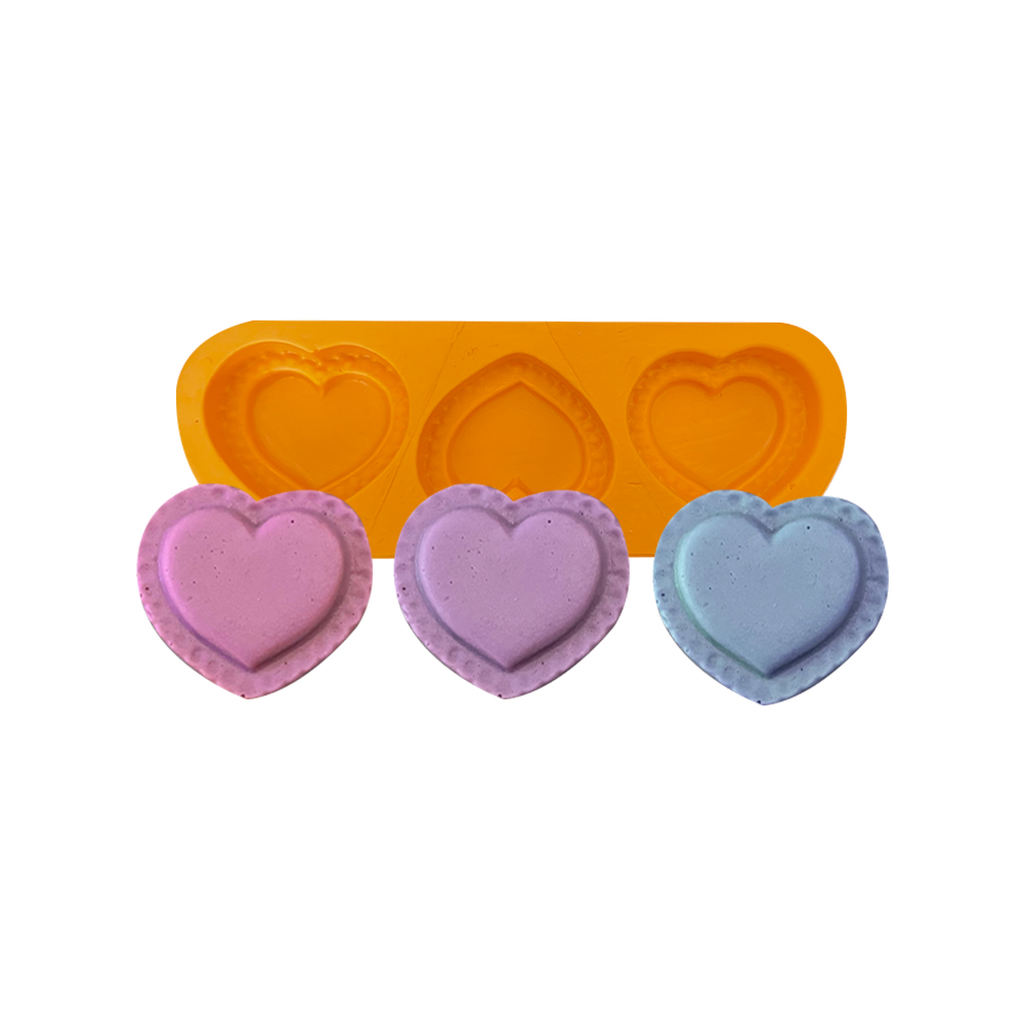 Molde De Silicone Mini Coração Rendado 3 Cavidades