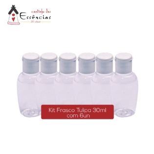 Kit Frasco Tulipa 30ml C/ Tampa Flip Top Branca 6und
