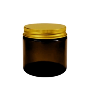 Pote De Vidro Ambar 100ml Com Tampa Alumínio Ouro