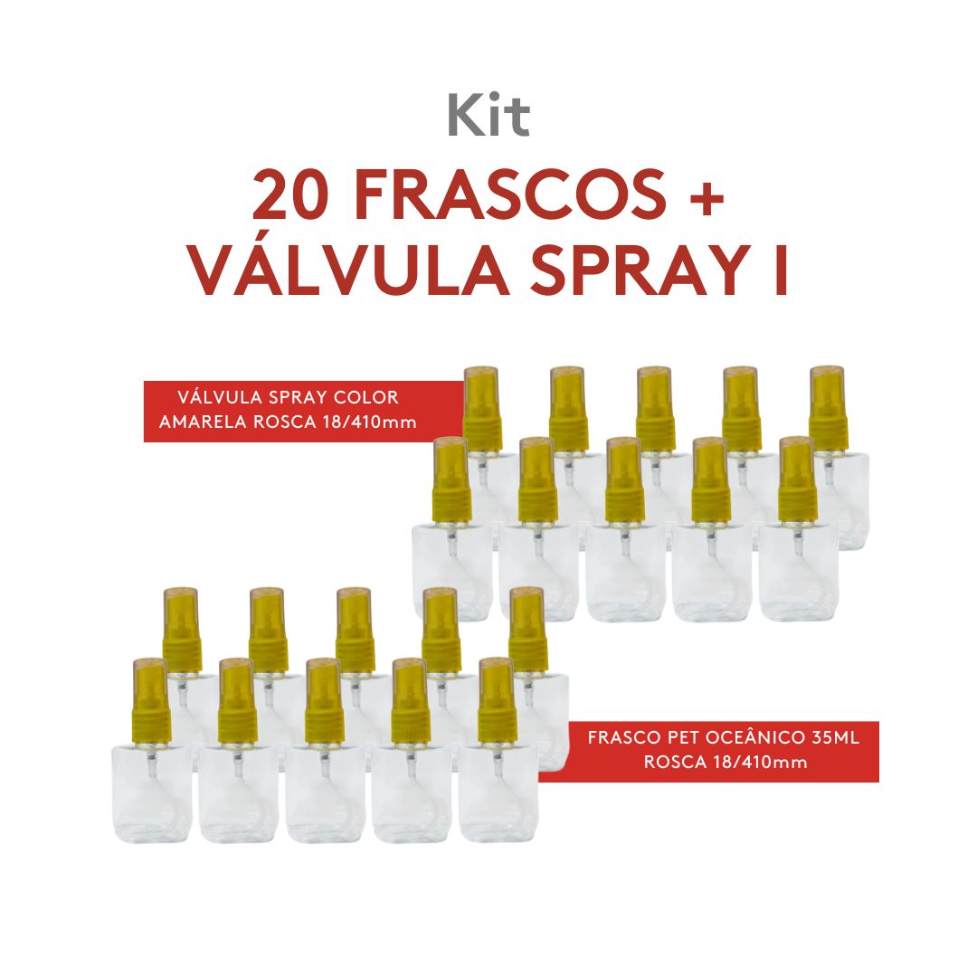Kit Frasco Oceano 35ml C/ Válvula Spray Amarela