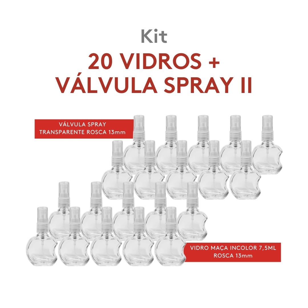 Kit Vidro Maça 7,5ml C/ Spray Transparente