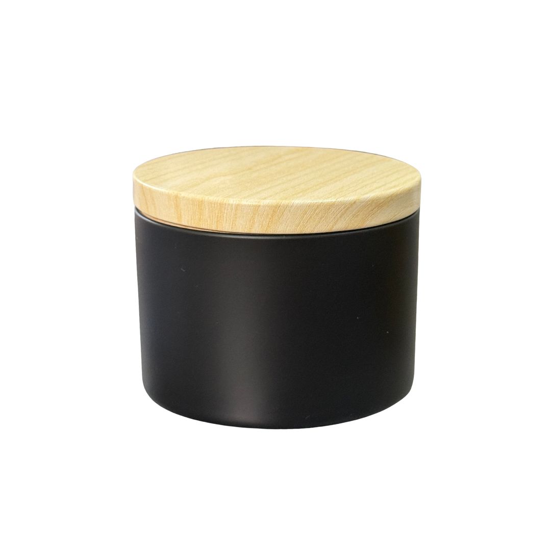 Pote Alumínio Reto Preto 250ml Com Tp Pintura Madeira