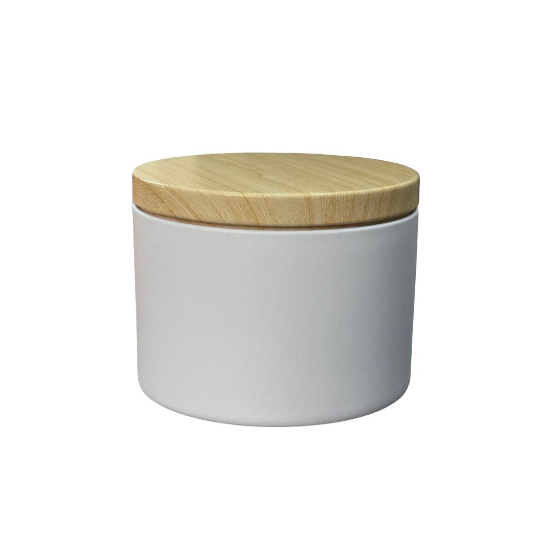 Pote Alumínio Reto Branco 250ml Com Tp Pintura Madeira